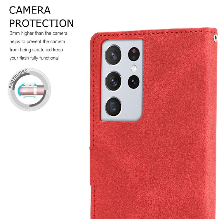 For Samsung Galaxy S21 Ultra 5G Fantasy Classic Skin-feel Calfskin Texture Magnetic Buckle Horizontal Flip PU Leather Case with Holder & Card Slot & Wallet