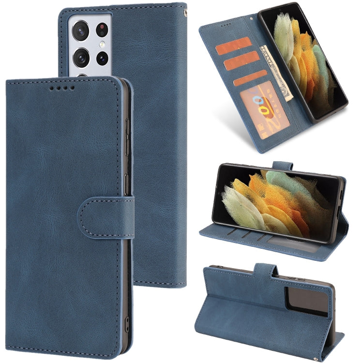 For Samsung Galaxy S21 Ultra 5G Fantasy Classic Skin-feel Calfskin Texture Magnetic Buckle Horizontal Flip PU Leather Case with Holder & Card Slot & Wallet
