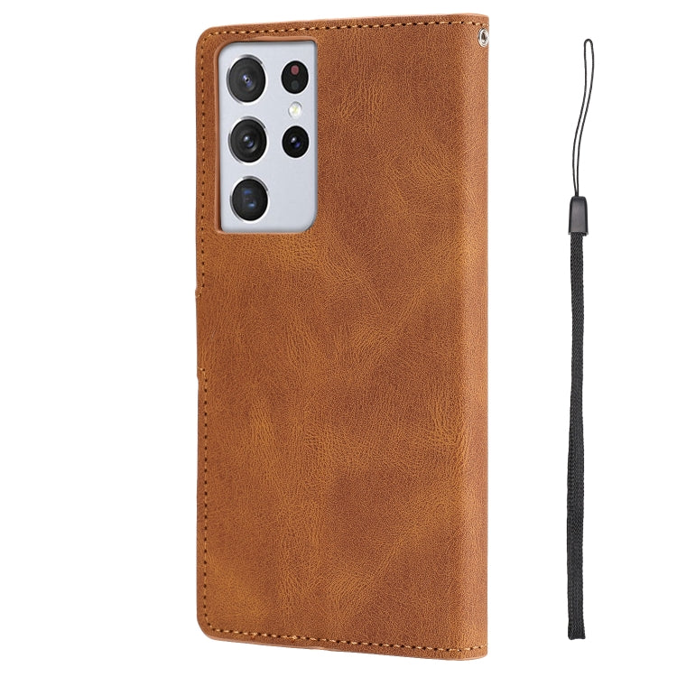 For Samsung Galaxy S21 Ultra 5G Fantasy Classic Skin-feel Calfskin Texture Magnetic Buckle Horizontal Flip PU Leather Case with Holder & Card Slot & Wallet