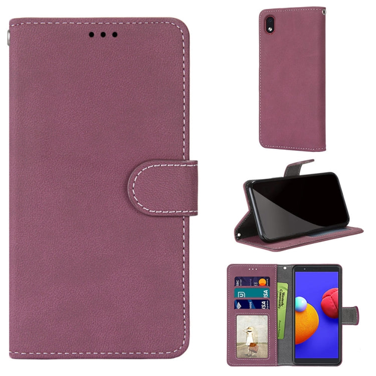 For Samsung Galaxy A01 Core Retro Frosted Horizontal Flip PU Leather Case with Holder & Card Slots & Wallet & Photo Frame