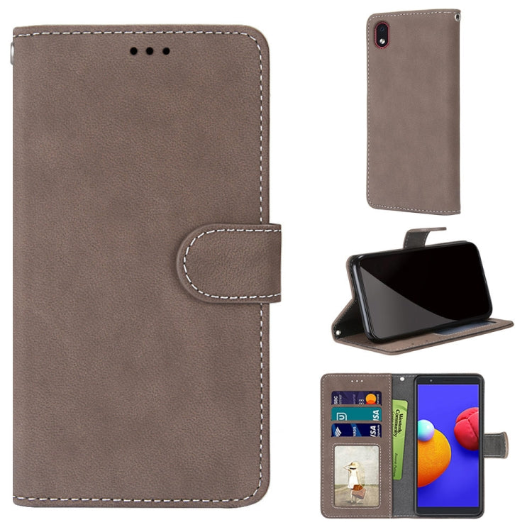 For Samsung Galaxy A01 Core Retro Frosted Horizontal Flip PU Leather Case with Holder & Card Slots & Wallet & Photo Frame