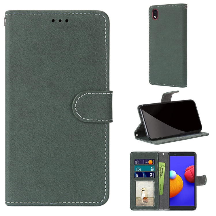 For Samsung Galaxy A01 Core Retro Frosted Horizontal Flip PU Leather Case with Holder & Card Slots & Wallet & Photo Frame