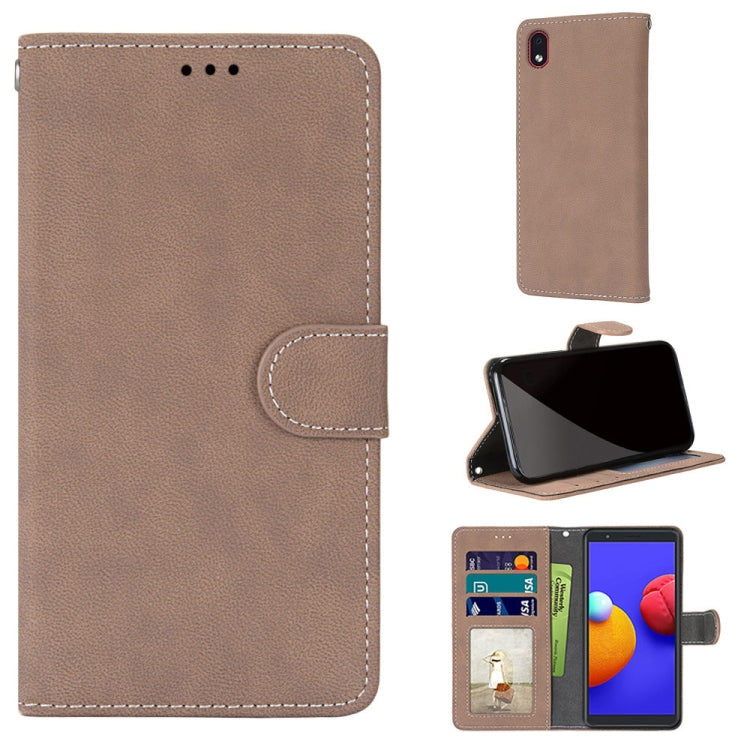 For Samsung Galaxy A01 Core Retro Frosted Horizontal Flip PU Leather Case with Holder & Card Slots & Wallet & Photo Frame
