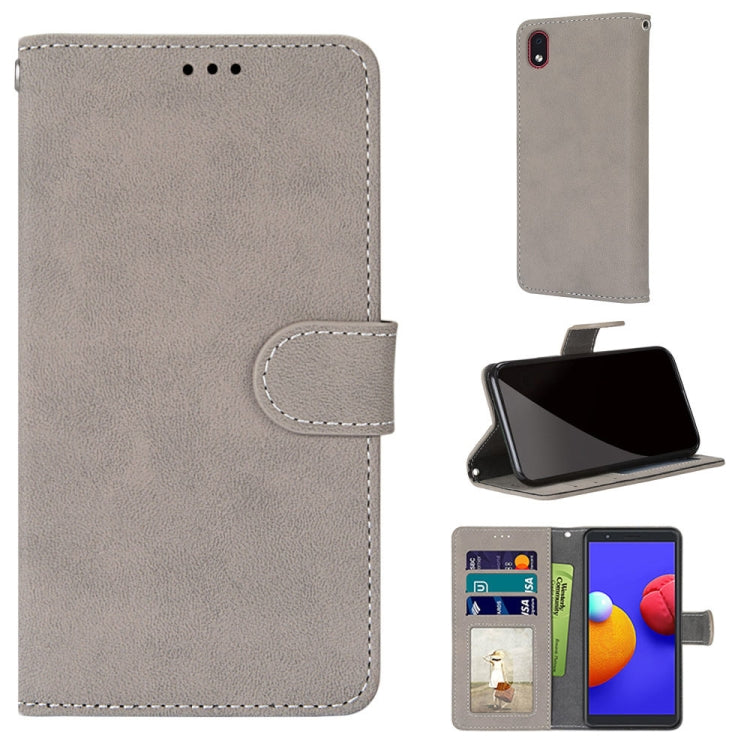 For Samsung Galaxy A01 Core Retro Frosted Horizontal Flip PU Leather Case with Holder & Card Slots & Wallet & Photo Frame