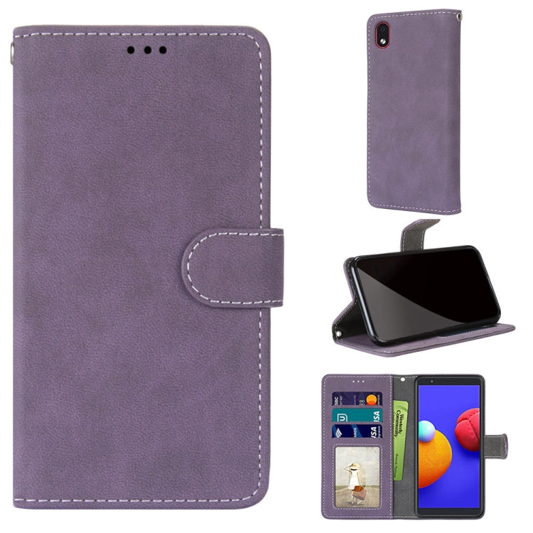 For Samsung Galaxy A01 Core Retro Frosted Horizontal Flip PU Leather Case with Holder & Card Slots & Wallet & Photo Frame