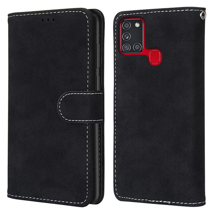 For Samsung Galaxy A21s Retro Frosted Horizontal Flip PU Leather Case with Holder & Card Slots & Wallet & Photo Frame