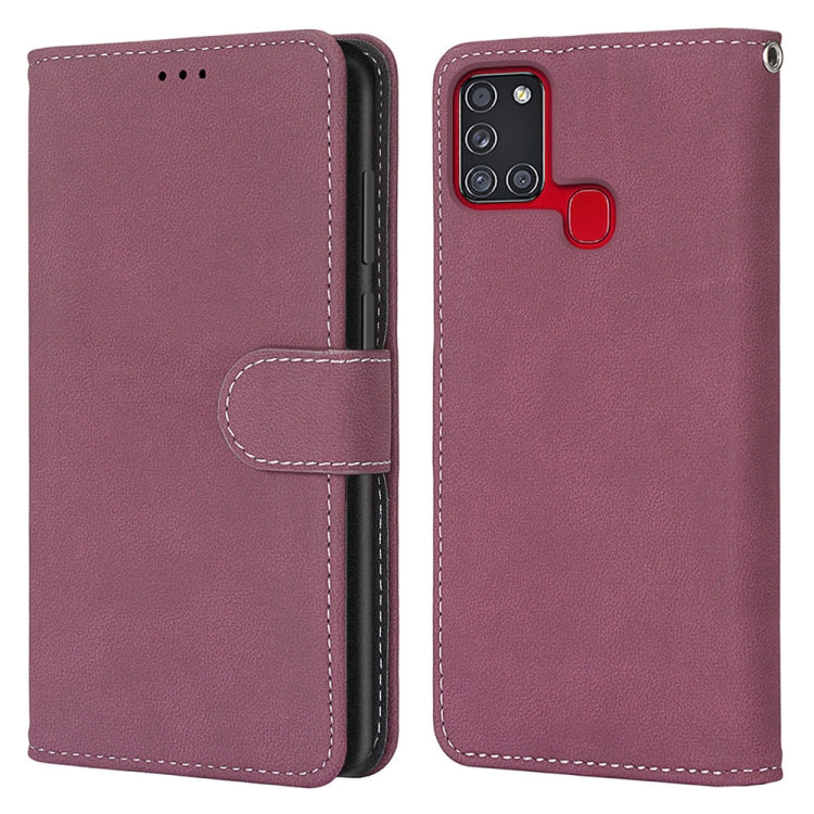 For Samsung Galaxy A21s Retro Frosted Horizontal Flip PU Leather Case with Holder & Card Slots & Wallet & Photo Frame