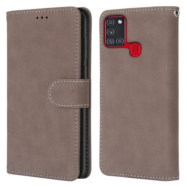 For Samsung Galaxy A21s Retro Frosted Horizontal Flip PU Leather Case with Holder & Card Slots & Wallet & Photo Frame