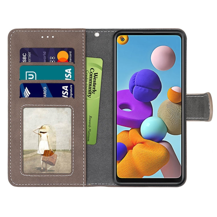 For Samsung Galaxy A21s Retro Frosted Horizontal Flip PU Leather Case with Holder & Card Slots & Wallet & Photo Frame