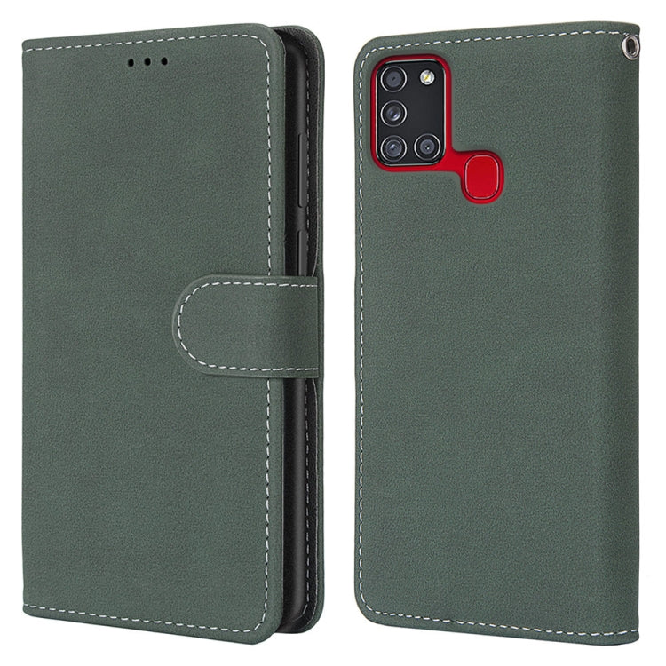 For Samsung Galaxy A21s Retro Frosted Horizontal Flip PU Leather Case with Holder & Card Slots & Wallet & Photo Frame