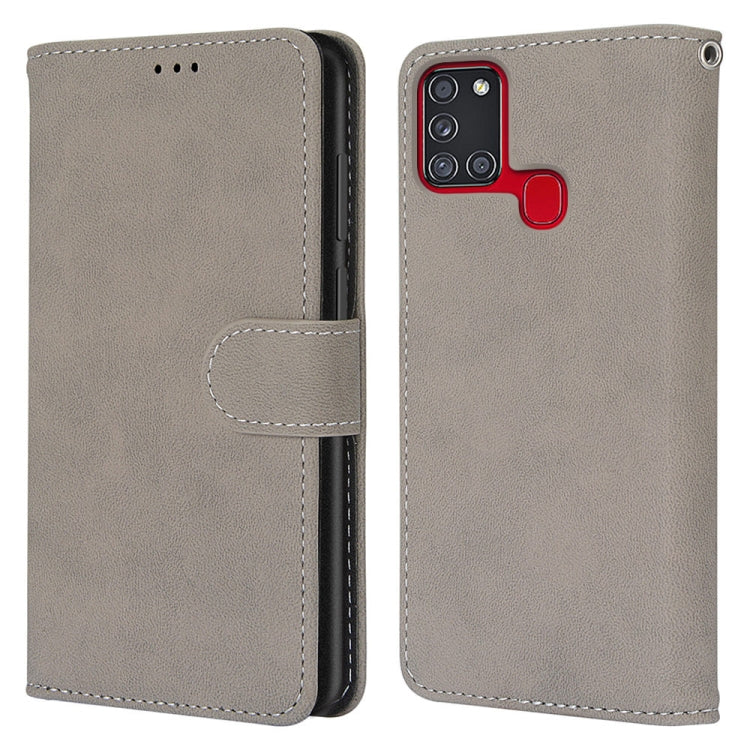 For Samsung Galaxy A21s Retro Frosted Horizontal Flip PU Leather Case with Holder & Card Slots & Wallet & Photo Frame