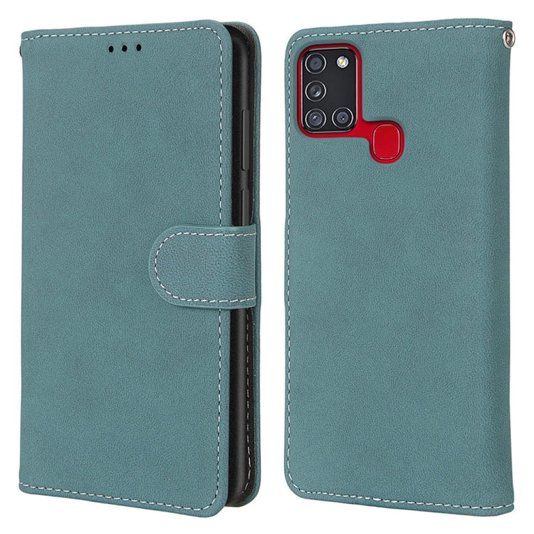 For Samsung Galaxy A21s Retro Frosted Horizontal Flip PU Leather Case with Holder & Card Slots & Wallet & Photo Frame