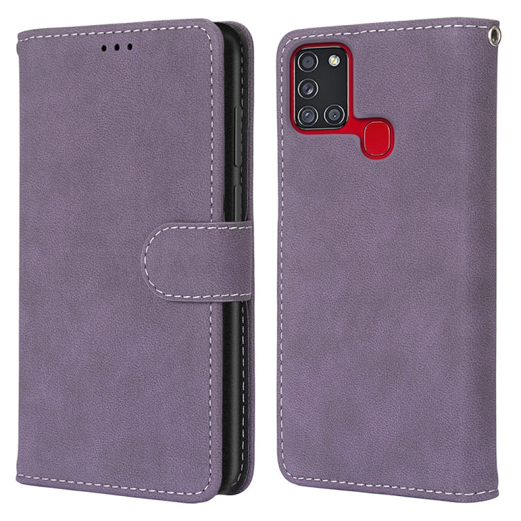 For Samsung Galaxy A21s Retro Frosted Horizontal Flip PU Leather Case with Holder & Card Slots & Wallet & Photo Frame