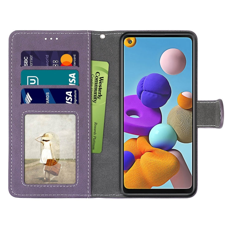 For Samsung Galaxy A21s Retro Frosted Horizontal Flip PU Leather Case with Holder & Card Slots & Wallet & Photo Frame