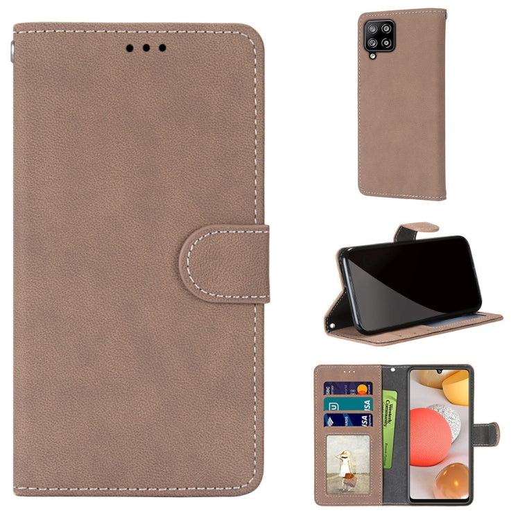 For Samsung Galaxy A42 5G Retro Frosted Horizontal Flip PU Leather Case with Holder & Card Slots & Wallet & Photo Frame