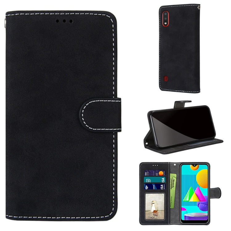 For Samsung Galaxy M01 Retro Frosted Horizontal Flip PU Leather Case with Holder & Card Slots & Wallet & Photo Frame