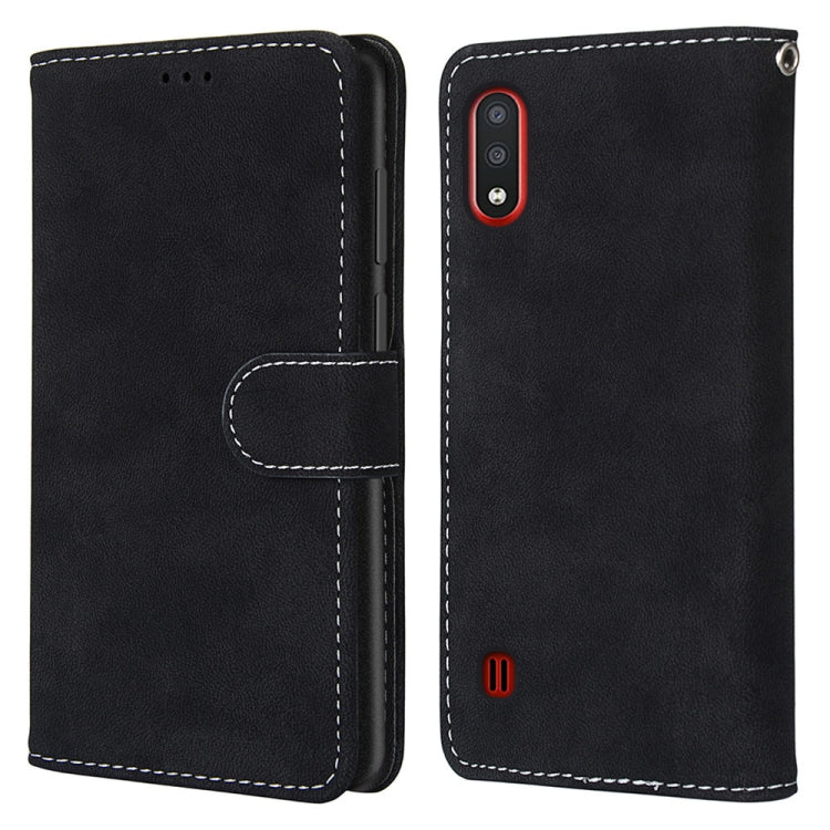 For Samsung Galaxy M01 Retro Frosted Horizontal Flip PU Leather Case with Holder & Card Slots & Wallet & Photo Frame