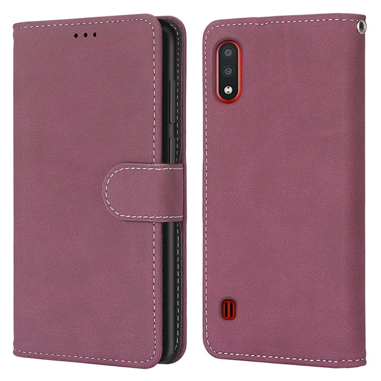 For Samsung Galaxy M01 Retro Frosted Horizontal Flip PU Leather Case with Holder & Card Slots & Wallet & Photo Frame