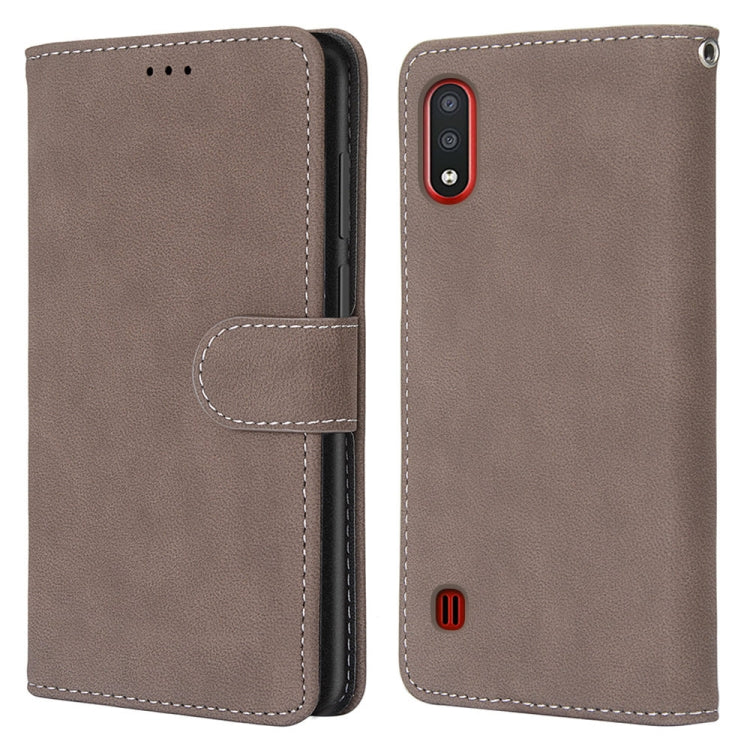 For Samsung Galaxy M01 Retro Frosted Horizontal Flip PU Leather Case with Holder & Card Slots & Wallet & Photo Frame