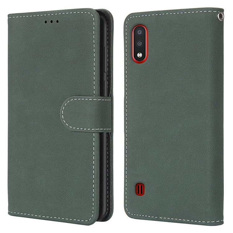 For Samsung Galaxy M01 Retro Frosted Horizontal Flip PU Leather Case with Holder & Card Slots & Wallet & Photo Frame