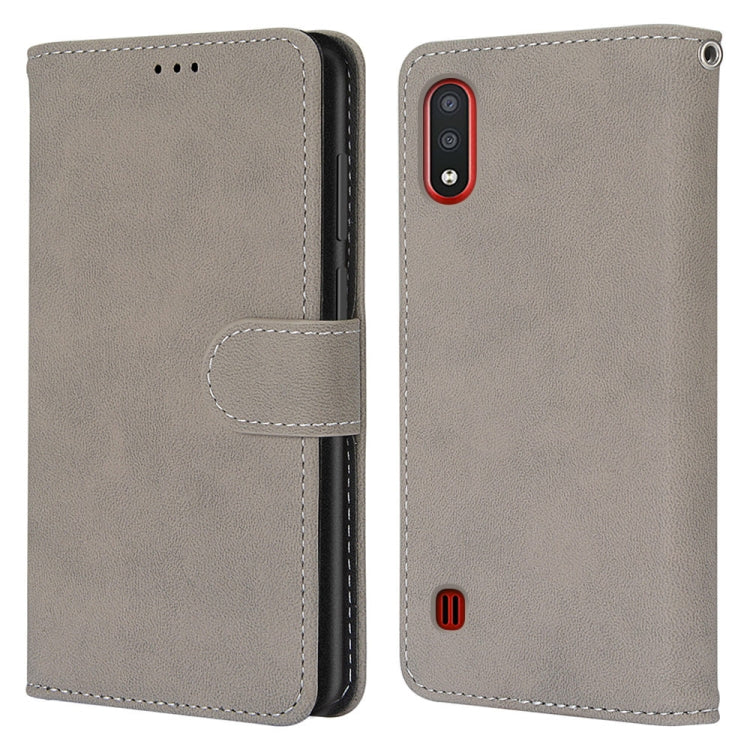 For Samsung Galaxy M01 Retro Frosted Horizontal Flip PU Leather Case with Holder & Card Slots & Wallet & Photo Frame