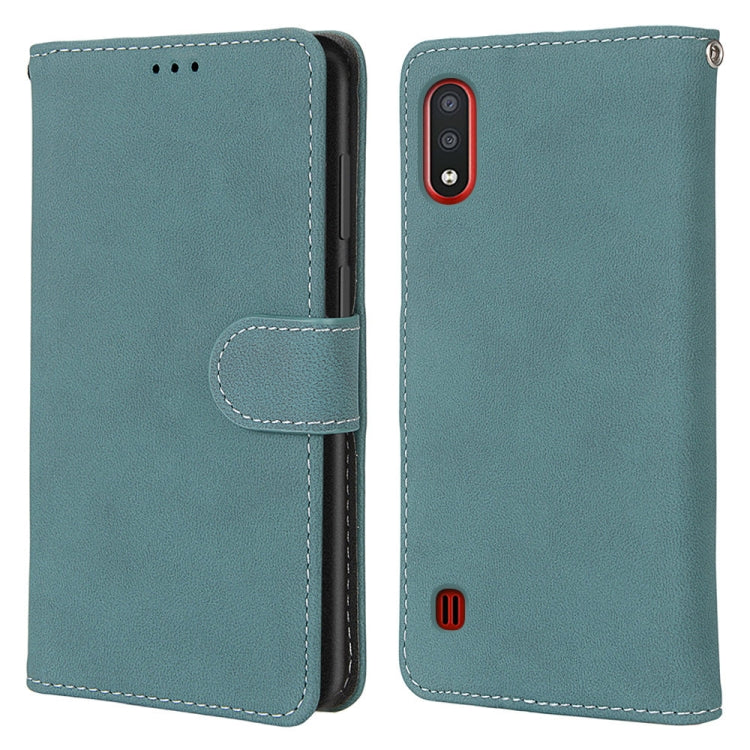 For Samsung Galaxy M01 Retro Frosted Horizontal Flip PU Leather Case with Holder & Card Slots & Wallet & Photo Frame