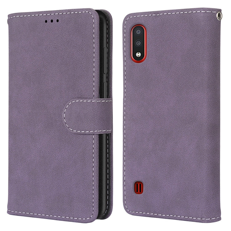 For Samsung Galaxy M01 Retro Frosted Horizontal Flip PU Leather Case with Holder & Card Slots & Wallet & Photo Frame