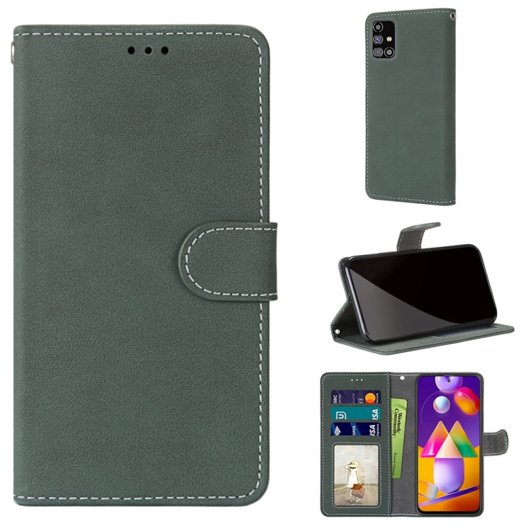For Samsung Galaxy M31s Retro Frosted Horizontal Flip PU Leather Case with Holder & Card Slots & Wallet & Photo Frame
