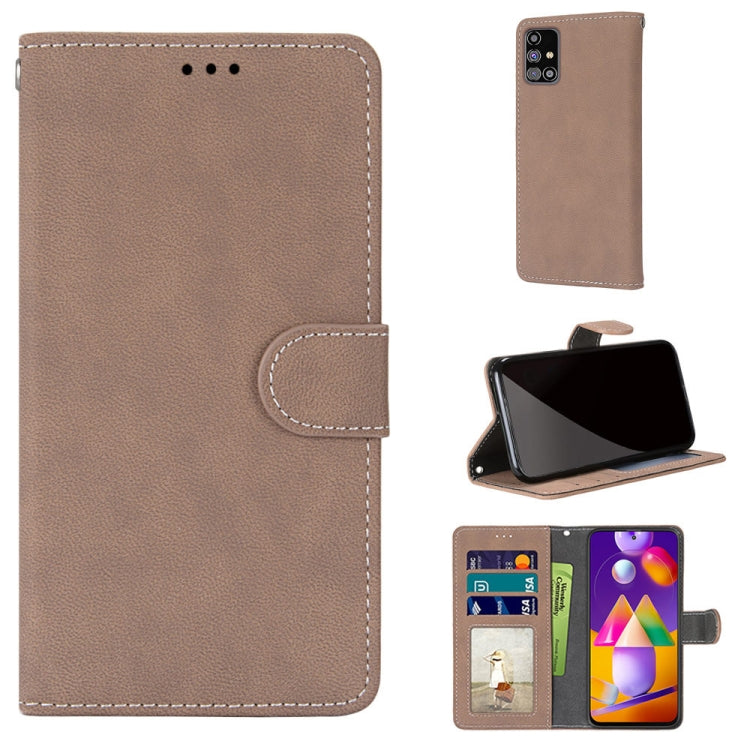 For Samsung Galaxy M31s Retro Frosted Horizontal Flip PU Leather Case with Holder & Card Slots & Wallet & Photo Frame