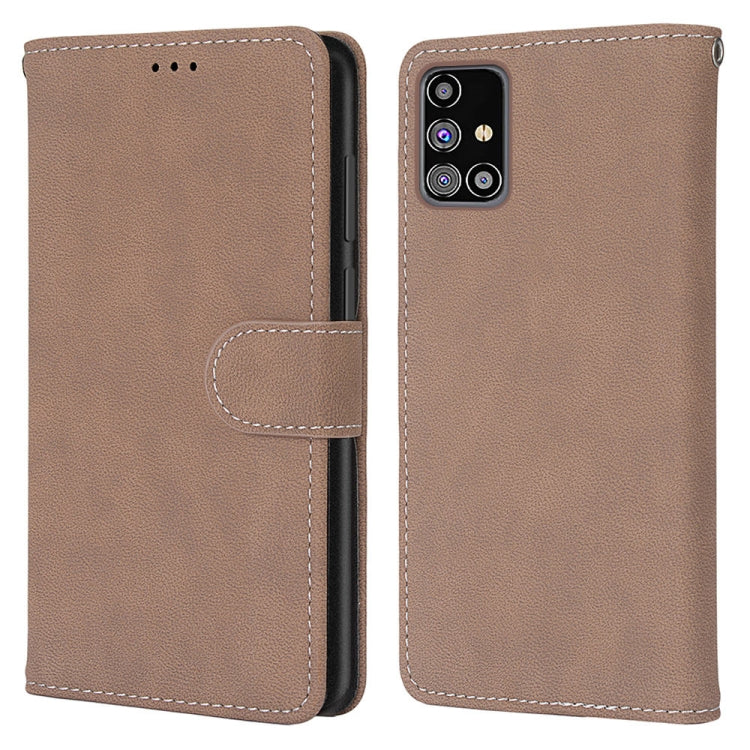 For Samsung Galaxy M31s Retro Frosted Horizontal Flip PU Leather Case with Holder & Card Slots & Wallet & Photo Frame