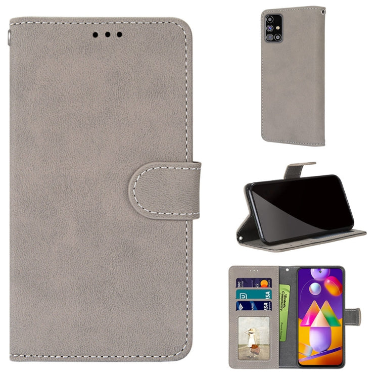 For Samsung Galaxy M31s Retro Frosted Horizontal Flip PU Leather Case with Holder & Card Slots & Wallet & Photo Frame