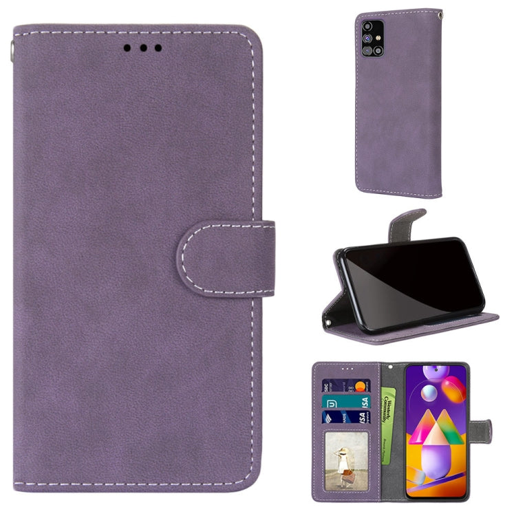For Samsung Galaxy M31s Retro Frosted Horizontal Flip PU Leather Case with Holder & Card Slots & Wallet & Photo Frame