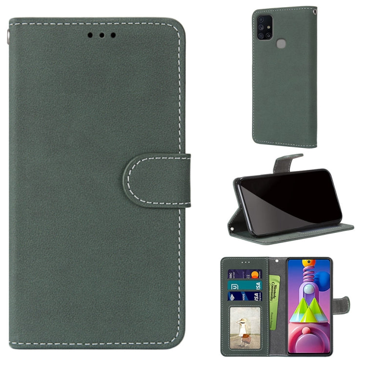 For Samsung Galaxy M51 Retro Frosted Horizontal Flip PU Leather Case with Holder & Card Slots & Wallet & Photo Frame