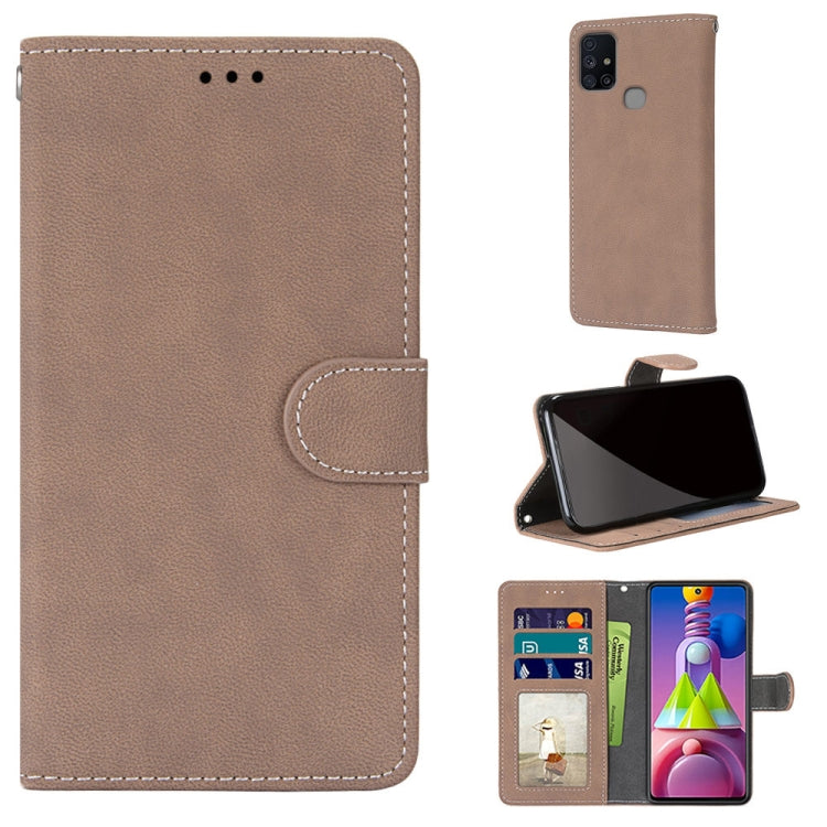 For Samsung Galaxy M51 Retro Frosted Horizontal Flip PU Leather Case with Holder & Card Slots & Wallet & Photo Frame