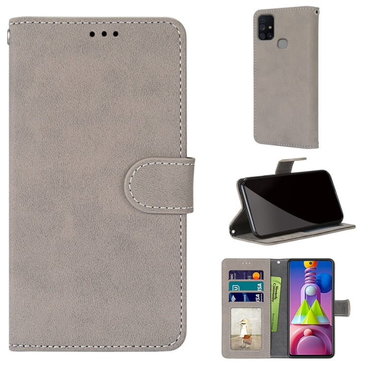 For Samsung Galaxy M51 Retro Frosted Horizontal Flip PU Leather Case with Holder & Card Slots & Wallet & Photo Frame