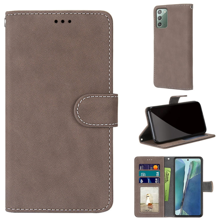 For Samsung Galaxy Note20 Retro Frosted Horizontal Flip PU Leather Case with Holder & Card Slots & Wallet & Photo Frame