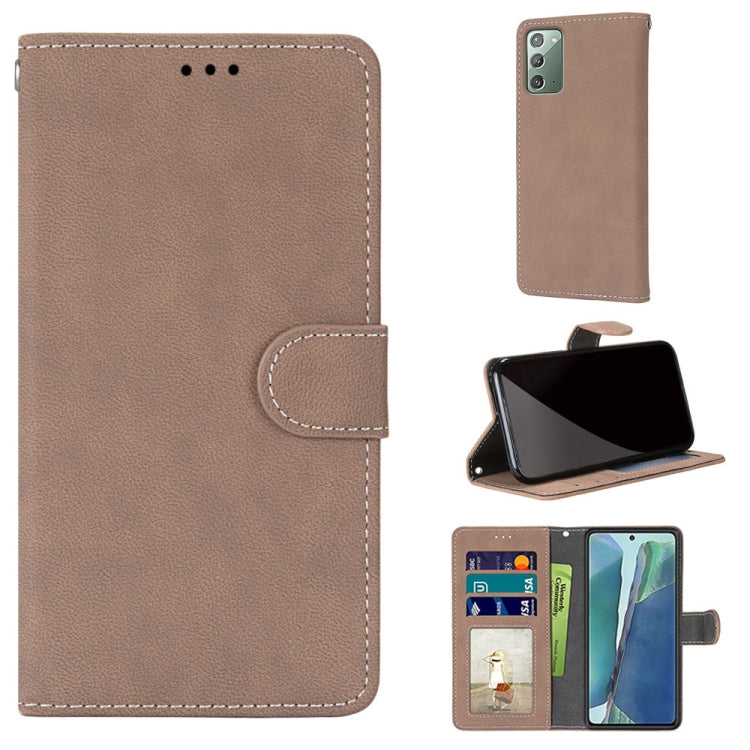 For Samsung Galaxy Note20 Retro Frosted Horizontal Flip PU Leather Case with Holder & Card Slots & Wallet & Photo Frame