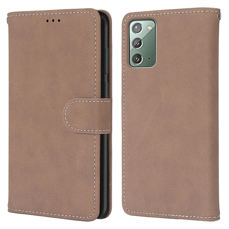 For Samsung Galaxy Note20 Retro Frosted Horizontal Flip PU Leather Case with Holder & Card Slots & Wallet & Photo Frame