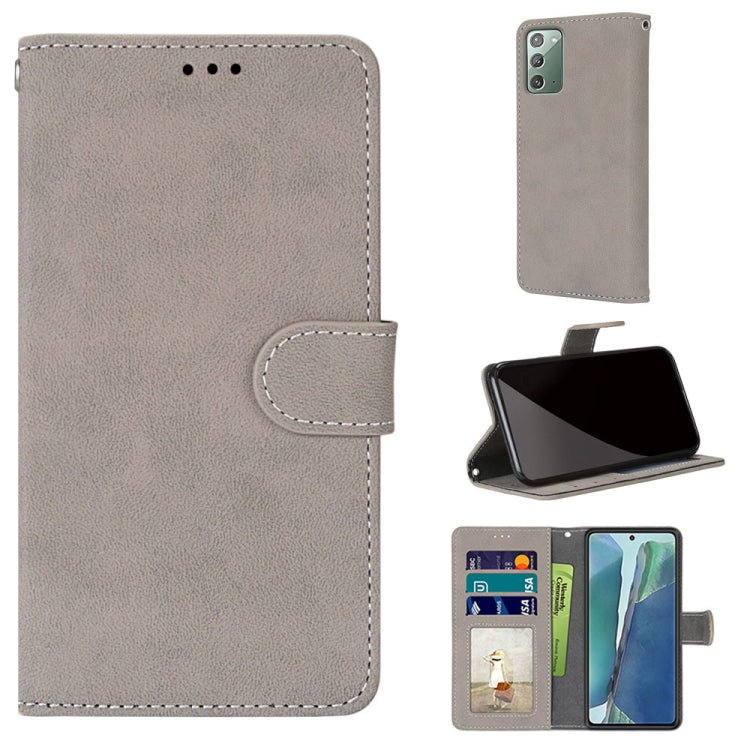 For Samsung Galaxy Note20 Retro Frosted Horizontal Flip PU Leather Case with Holder & Card Slots & Wallet & Photo Frame