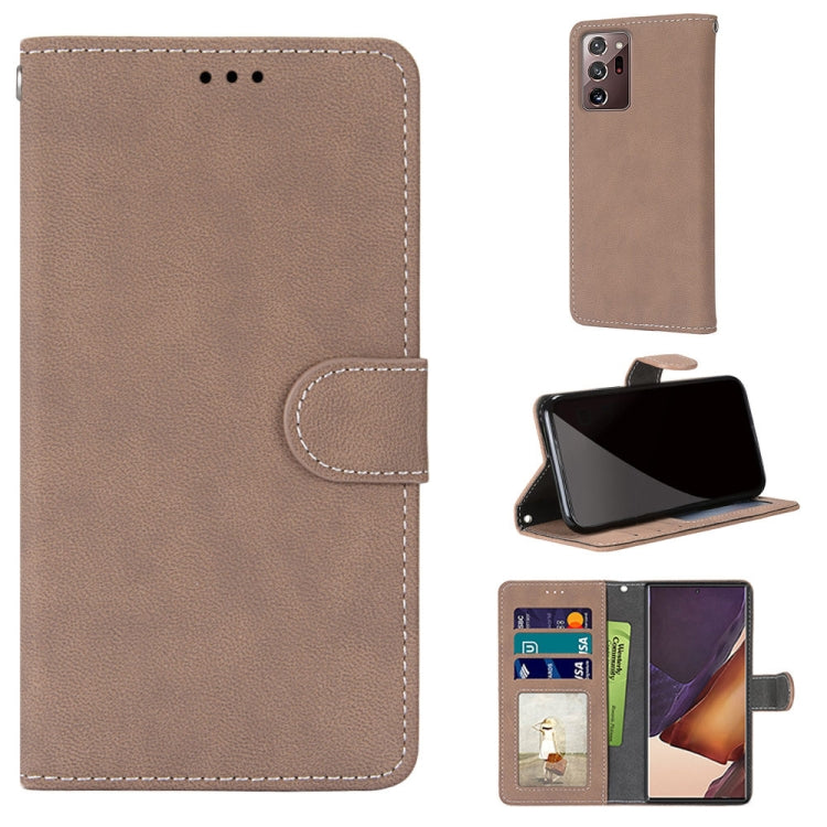 For Samsung Galaxy Note20 Ultra Retro Frosted Horizontal Flip PU Leather Case with Holder & Card Slots & Wallet & Photo Frame