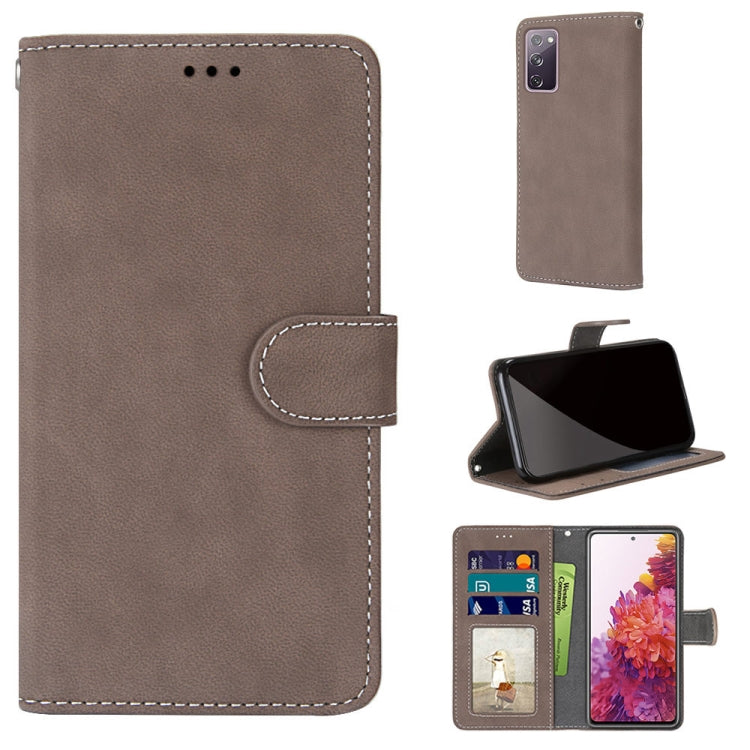 For Samsung Galaxy S20 FE / S20 FE Lite Retro Frosted Horizontal Flip PU Leather Case with Holder & Card Slots & Wallet & Photo Frame