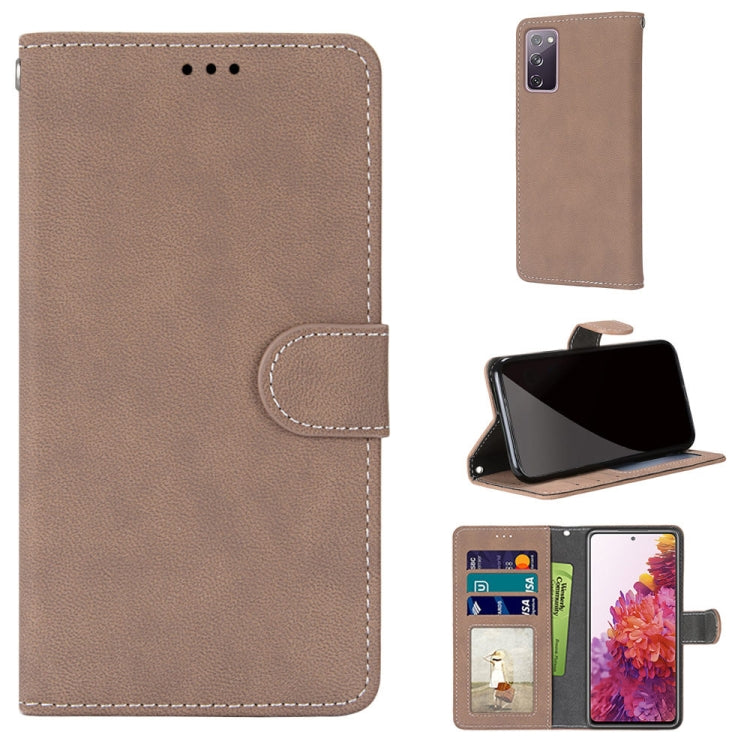 For Samsung Galaxy S20 FE / S20 FE Lite Retro Frosted Horizontal Flip PU Leather Case with Holder & Card Slots & Wallet & Photo Frame