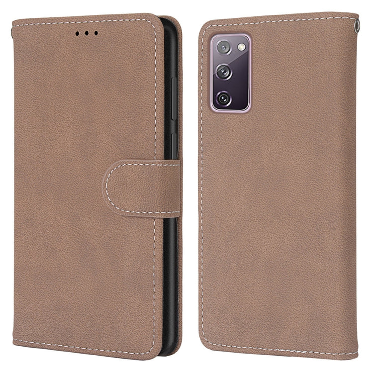 For Samsung Galaxy S20 FE / S20 FE Lite Retro Frosted Horizontal Flip PU Leather Case with Holder & Card Slots & Wallet & Photo Frame