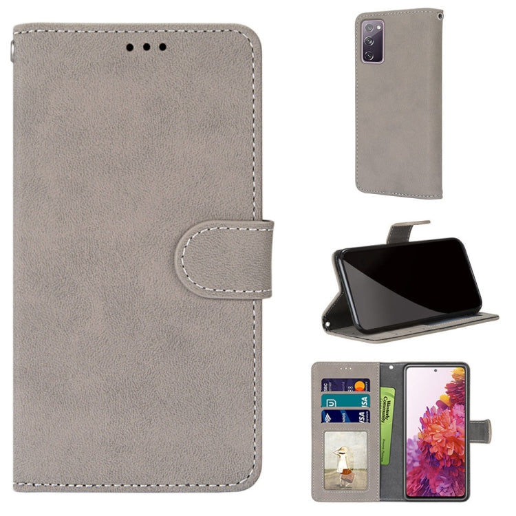For Samsung Galaxy S20 FE / S20 FE Lite Retro Frosted Horizontal Flip PU Leather Case with Holder & Card Slots & Wallet & Photo Frame