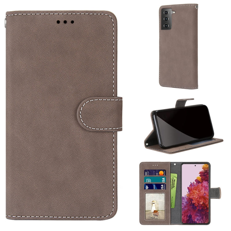 For Samsung Galaxy S21 5G Retro Frosted Horizontal Flip PU Leather Case with Holder & Card Slots & Wallet & Photo Frame