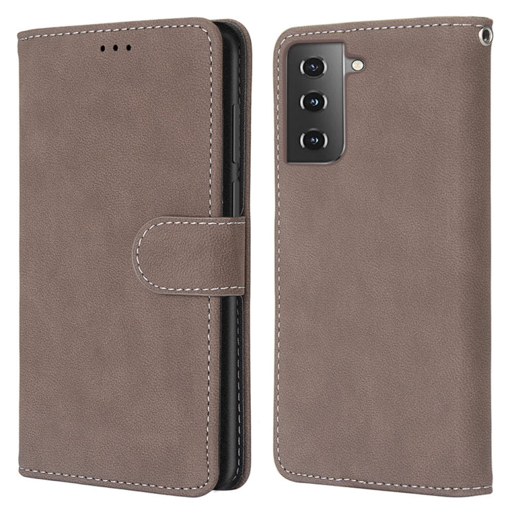 For Samsung Galaxy S21 5G Retro Frosted Horizontal Flip PU Leather Case with Holder & Card Slots & Wallet & Photo Frame