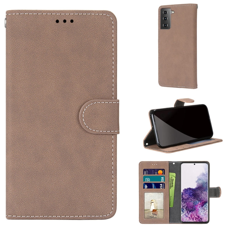 For Samsung Galaxy S21 Plus 5G Retro Frosted Horizontal Flip PU Leather Case with Holder & Card Slots & Wallet & Photo Frame