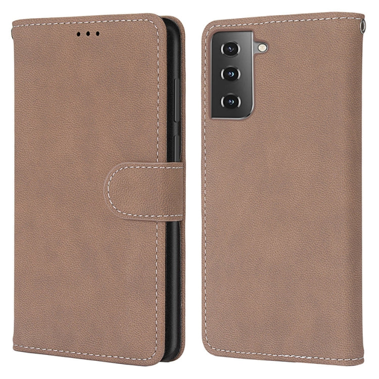 For Samsung Galaxy S21 Plus 5G Retro Frosted Horizontal Flip PU Leather Case with Holder & Card Slots & Wallet & Photo Frame