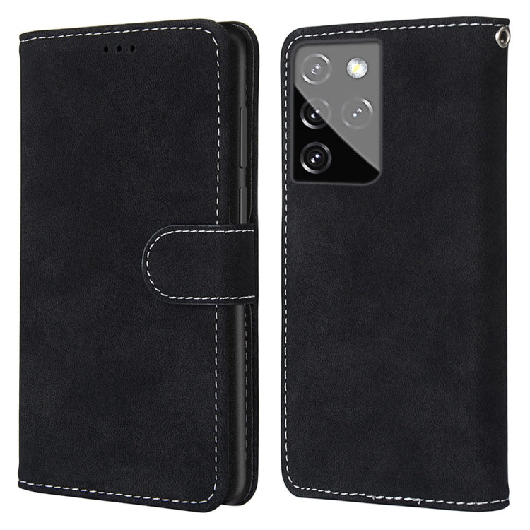 For Samsung Galaxy S21 Ultra 5G Retro Frosted Horizontal Flip PU Leather Case with Holder & Card Slots & Wallet & Photo Frame