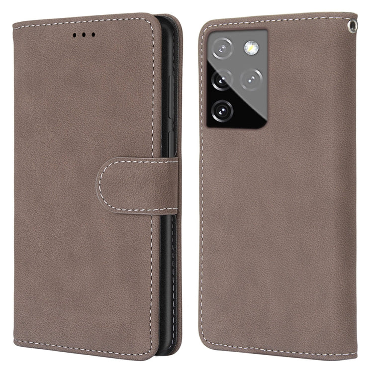 For Samsung Galaxy S21 Ultra 5G Retro Frosted Horizontal Flip PU Leather Case with Holder & Card Slots & Wallet & Photo Frame